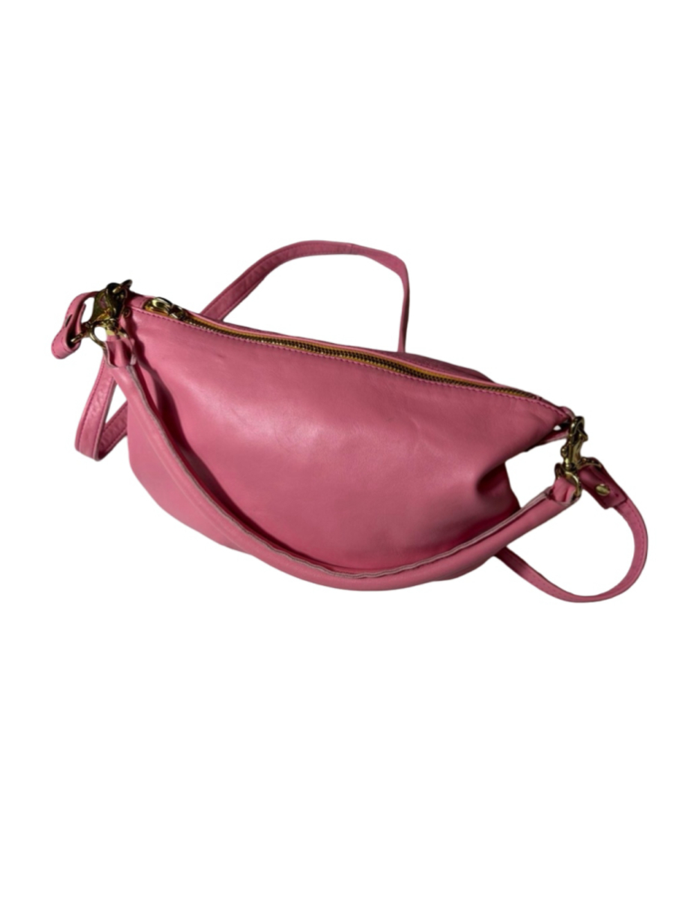 Clare V Pink Leather Shoulder Crossbody Bag Convertible Made in USA read